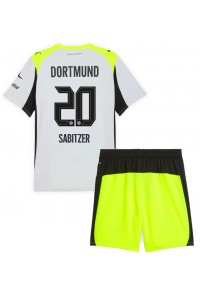 Borussia Dortmund Marcel Sabitzer #20 Jalkapallovaatteet Lasten Vieraspeliasu 2025-26 Lyhythihainen (+ Lyhyet housut)